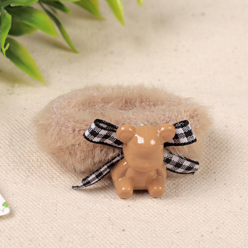 Резинка для волос пушистая набор 5 штук Мишка / YIW-1 /уп 1/