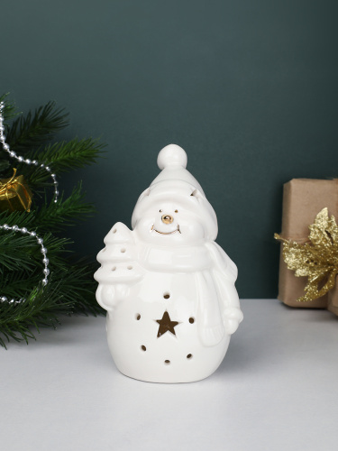 Фигурка Снеговик с подсветкой 13 см новогодний / YZ24719 /уп 48/LED