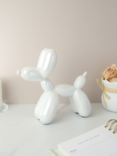 Статуэтка Собака 20х19 см шариковая / A26-Q1923C /уп 18/белая