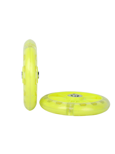 Комплект опорных колес без кронштейна, подшипник, светящиеся колеса Желтый 2шт/ HF-042-YE / уп 50