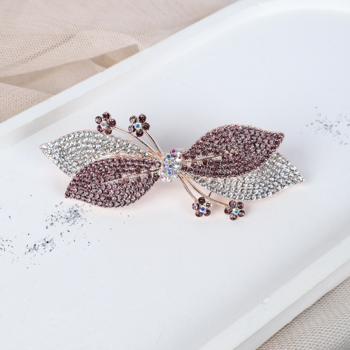 Заколка-автомат Бант золото/стразы / N3258-10 /уп 12/