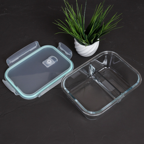 Контейнер прямоугольный с разделителем 1020 мл крышка с клапаном / R-1020/2TQ /уп 24/ стекло