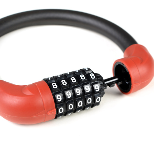 Замок тросовый кодовый R-LOCK 03, 5 разрядов, 400мм, стальной трос антивзлом. плетение, вес 320 гр, красный. /уп 100