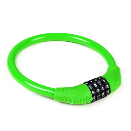 Замок тросовый кодовый R-LOCK 02, 4 разряда, 12х400мм, стальной трос, тактильно приятный PVC, вес 140 гр, зелёный /уп 200