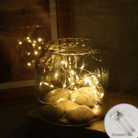 Гирлянда светодиодная нить 3 м 30 LED / GN23 /уп 200/теплый белый