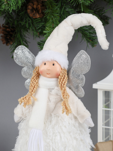 Новогоднее украшение интерьера 50 см Ангел / W-1023 /уп 24/белое платье