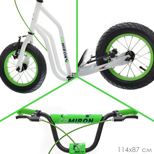 Самокат внедорожный 12" COMIRON GRAVEL GTS01 белый+зеленый /уп 1 /