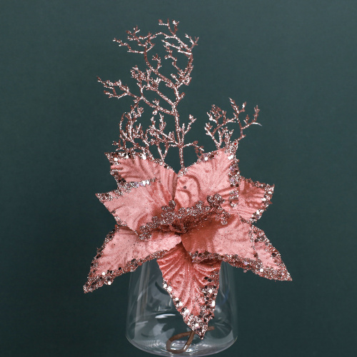 Цветок декоративный Пуансеттия розовая 40 см / P14 /уп 480/