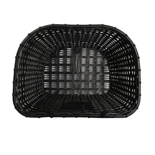 Корзина для велосипеда пластик/ плетеная черная с креплением на переднее колесо под резьбовую вилку 2 кронштейна на рулевую колонку / QY-CRCL-07/уп 30