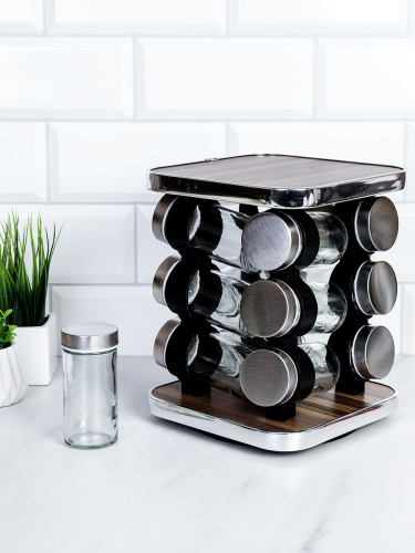 Набор для специй на подставке 12 предметов Квадрат/ LQW-041-12 /уп 12/ 