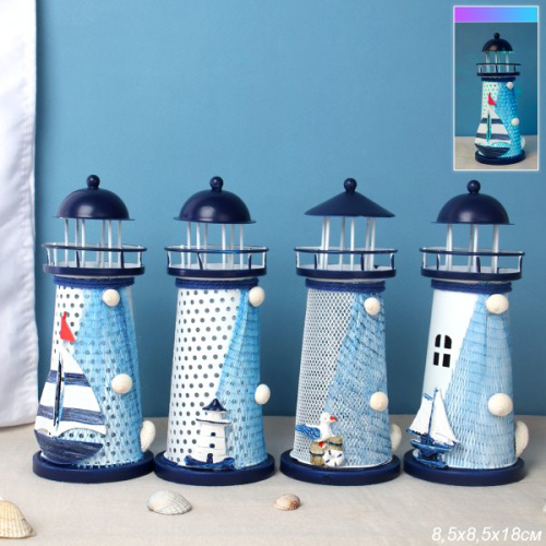 Сувенир Маяк 18 см / M003ABCD /уп 96/LED подсветка микс