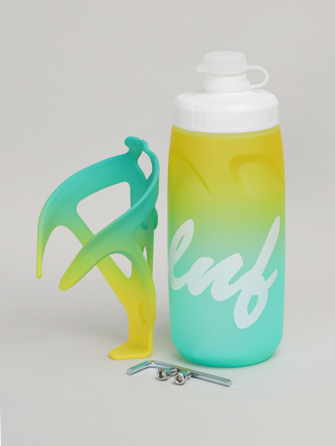 Набор бутылка для воды COMIRON ESLNF с держателем  620мл. Двухцветная с пылевой силиконовой крышкой. Желтый-зеленый /уп50/