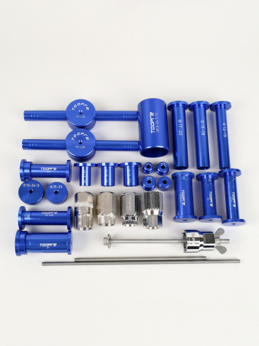Профессиональный комплект инструмента TOOPRE TP-L28 для запрессовки и выпрессовки подшипников кареток и втулок, алюминий 7075. /уп 10/