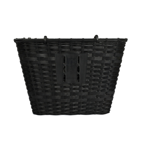 Корзина для велосипеда пластик с крышкой черная с креплением на переднее колесо под резьбовую вилку rронштейн на рулевую колонку. / QY-CRCL-0 /уп 30/