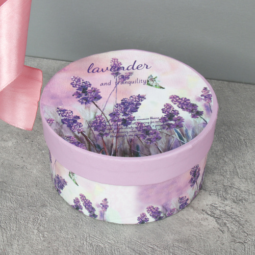 Коробка подарочная круглая 10х10 см / S139-SY623 /уп 12/216/лаванда