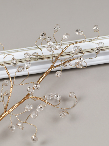 Ветка декоративная стеклярус 41 см / CW0427-15 /уп 720/ 41 камень