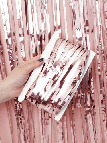 Дождь занавес 100x200 см розовое золото / NGA-16 /уп 10/300/для фотозоны на клейкой ленте