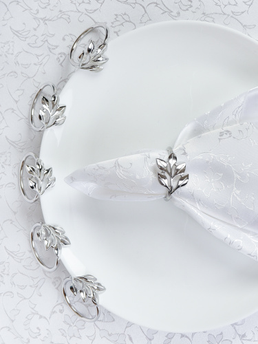 Кольца для салфеток 6 штук Веточка Серебро / JG05-5 /уп 200/ 8 марта/ подарок для женщины