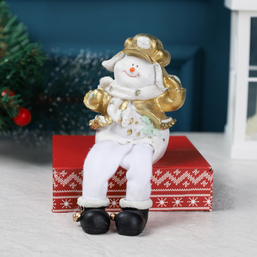 Фигурка висячие ножки Снеговик 9 см / S2205 /уп 120/Новый год