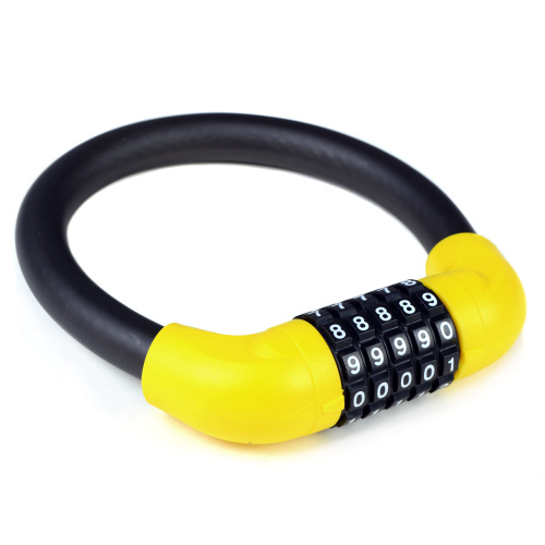 Замок тросовый кодовый R-LOCK 03, 5 разрядов, 400мм, стальной трос антивзлом. плетение, вес 320 гр, жёлтый. /уп 100