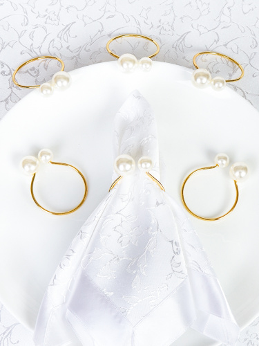 Кольца для салфеток 6 штук Бусины Золото / JG03 /уп 200/ 8 марта/ подарок для женщины