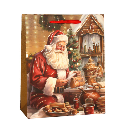 Пакет подарочный Новый год 26х32x10см / 3033-2 /уп 12/480/микс/210г/м2