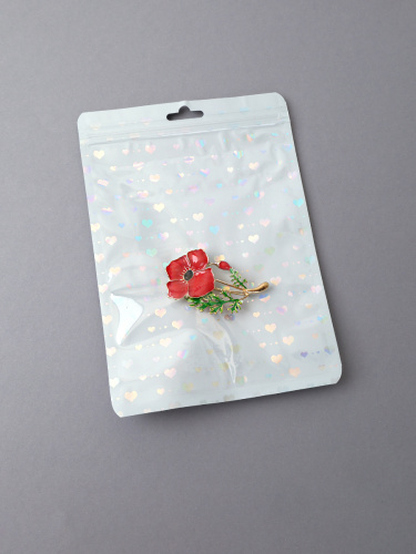 Пакет подарочный 14х20 см сердце белый / ZIP-02-3 /уп 100/5000/ zip-lock застежка