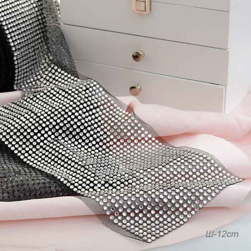 Лента-сетка со стразами 9 метров ширина 12 см 120539 / HCC-A16 /уп 15/Цена за 1 м