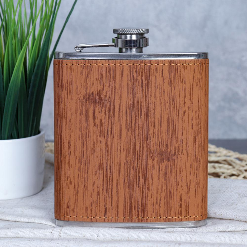 Фляжка 200 мл фактура дерево / FL-162 /уп 100/ 