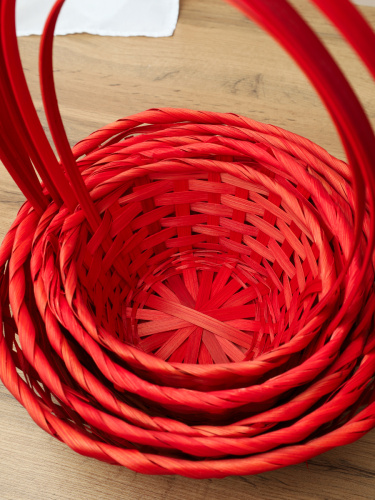 Корзина плетеная 5 штук набор красная / A-995/3 /уп 80/ручки отдельно