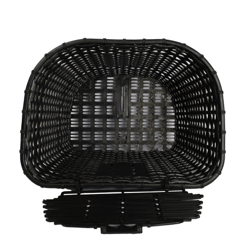 Корзина для велосипеда пластик с крышкой черная с креплением на переднее колесо под резьбовую вилку rронштейн на рулевую колонку. / QY-CRCL-0 /уп 30/