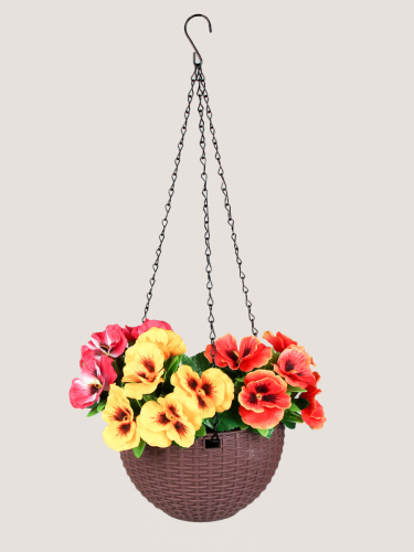 Кашпо подвесное пластик 21х13 см микс / P7208 /уп 60/2,5 литра