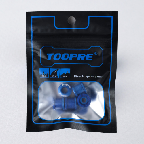 Бонки алюминиевые TOOPRE CN-02 12х12х9.6mm болт + гайка 8.5мм высота для крепления передних звёзд к системе шатунов. Набор 5 штук. Синий