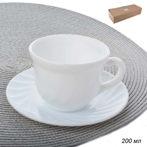 Чайная пара 2 предмета ПАРА 200 мл белый  XWB190-12B /уп72/