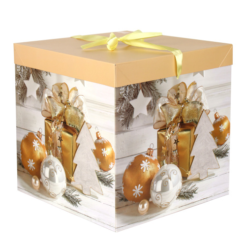 Коробка подарочная 30x30x30 см складная / 125-L /уп 12/180//Новый год