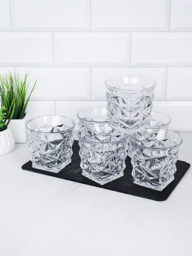 Стакан 6 штук 300 мл резной / CTY-15 /уп 8/ низкий