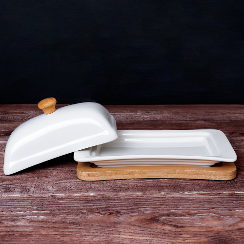 Масленка 18,5 см АКЦИЯ / JK-358 /уп 24/ на деревянной подставке