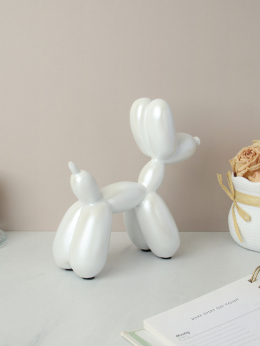 Статуэтка Собака 20х19 см шариковая / A26-Q1923C /уп 18/белая