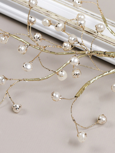 Ветка декоративная стеклярус 40 см / CW0427-13 /уп 720/ 41 жемчужина