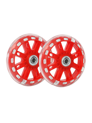 Комплект опорных колес без кронштейна, подшипник, светящиеся колеса Красный 2шт/ HF-042-RE / уп 50