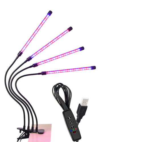 Светильник настольный / Фитолампа для растений с 4 лампами (проводной переключатель) / FITLED4 /уп 18/USB