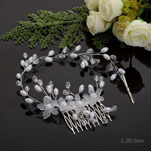 Гребень и веточка для волос 30,5 см / 278-10 /уп 12/с невидимками