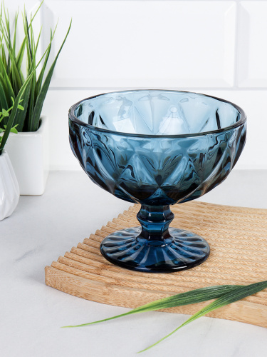 Креманка 420 мл / KF-037-3 /уп 48/ синяя ШТУЧНО