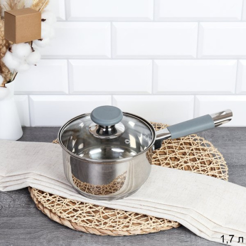 Ковш1.7л Элиос / LB-S-1106-8B-1,7 /уп 1/ индукция/ ручки с силиконом/ Гофрокороб/ KISIGA