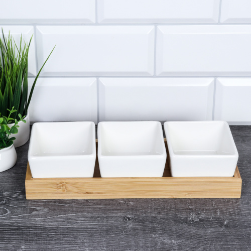 Менажница 3 предмета 220 мл / KT010 /уп 24/ на подставке