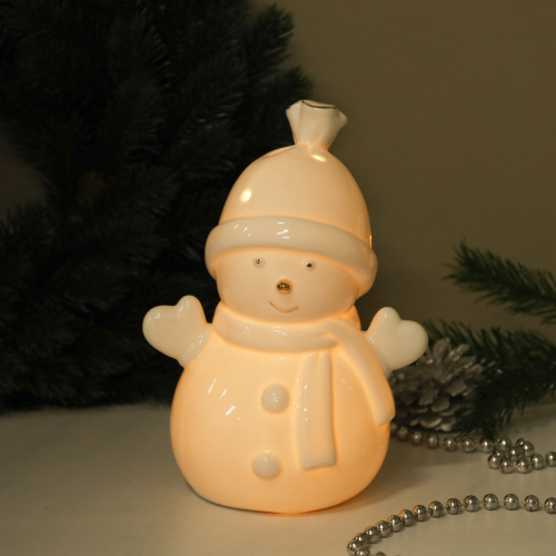 Фигурка Снеговик с подсветкой 19 см новогодний / YZ21630 /уп 24/LED