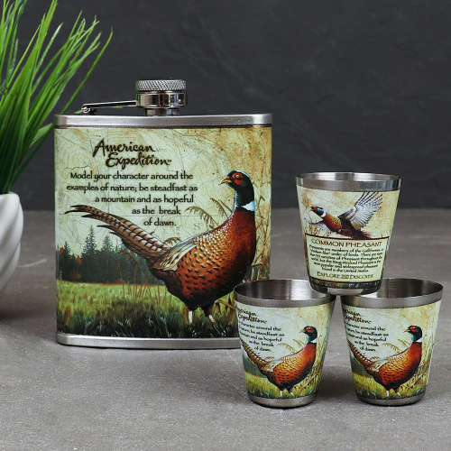 Набор подарочный Книга охотника фляжка 200 мл + 3 стопки / FL-127 /уп 60/