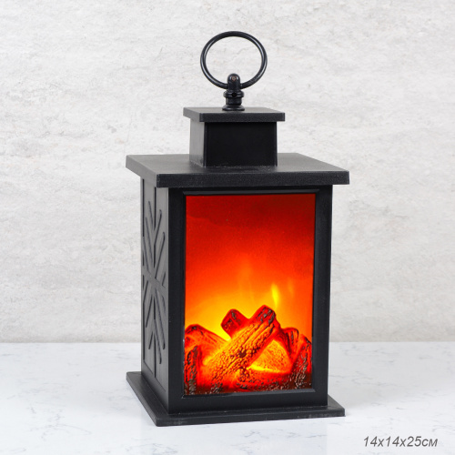 Светильник фонарь настольный Новогодний Камин 27 см / G346 /уп 24/от батареек