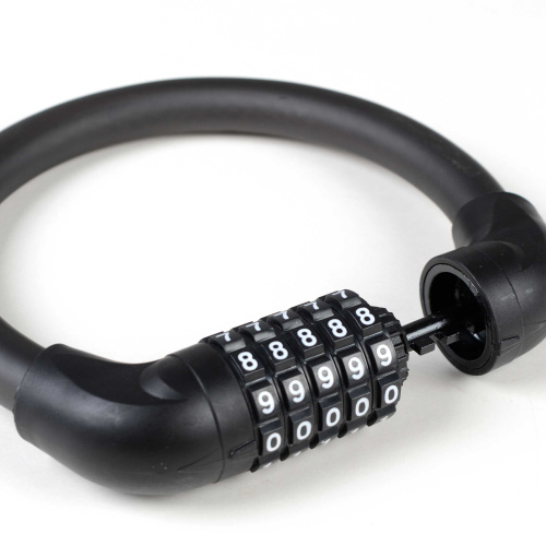 Замок тросовый кодовый R-LOCK 03, 5 разрядов, 400мм, стальной трос антивзлом. плетение, вес 320 гр, чёрный. /уп 100