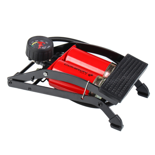 Насос ножной с манометром COMIRON FUJIN 2, стальной  корпус, два поршня 55*110мм., вес 1,2 кг. /уп 10/